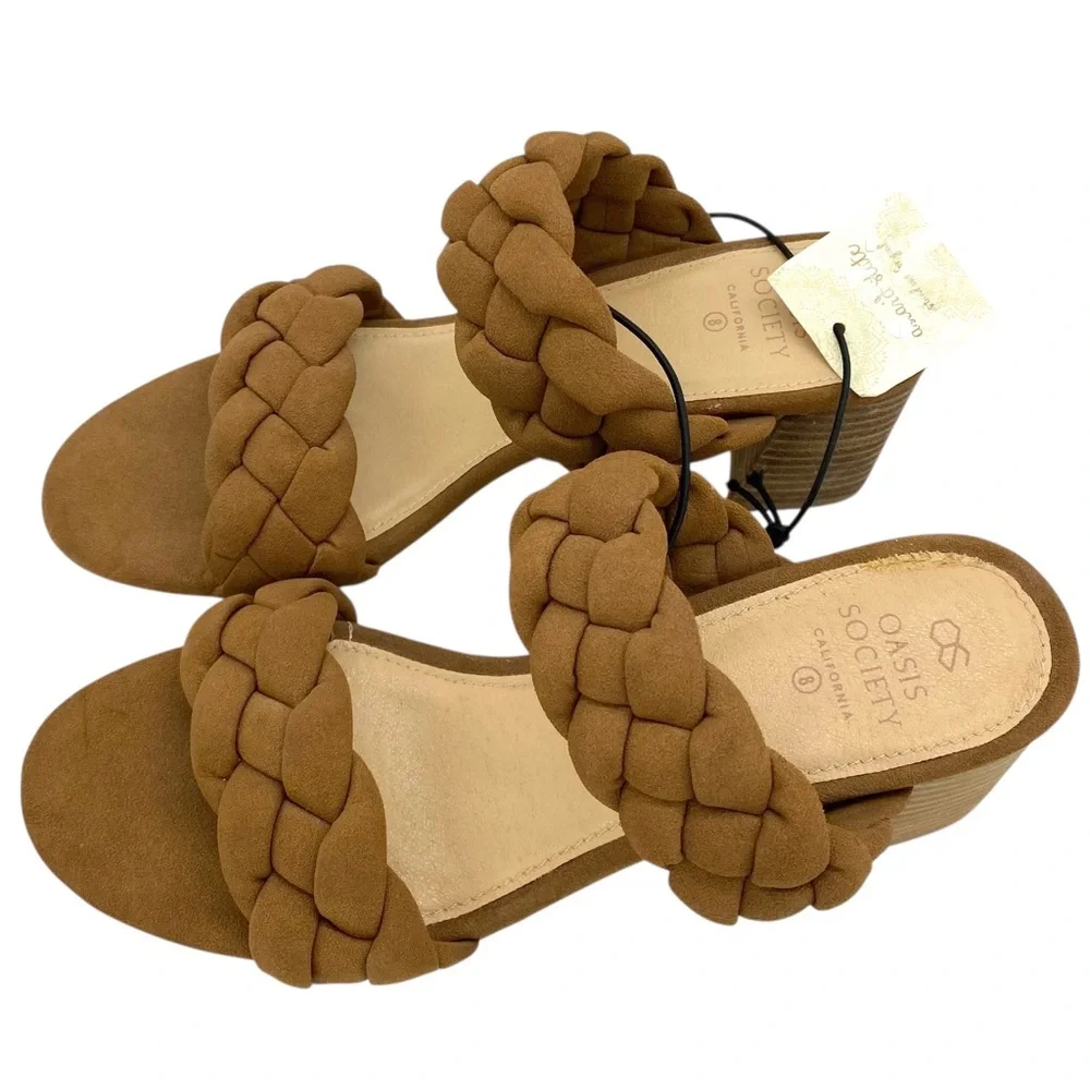 Oasis Society Regina Brown Braided Heel New